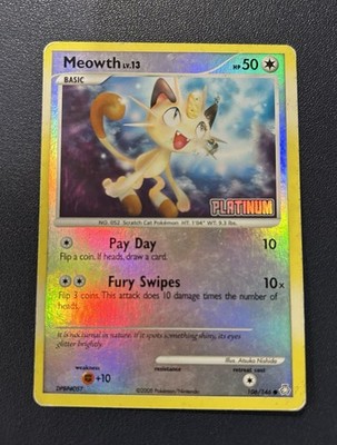 Meowth Legends Awakened Reverse Holo 106/146 Stamped Platinum Pokémon TCG