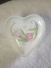 FTD Floral Heart Shared Trinket Box Pink Purple Green 6 X 6 X 4