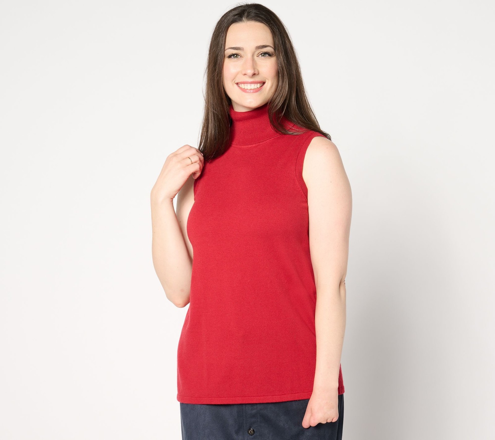 Isaac Mizrahi Live! Women's Top Sz XL Essentials Sleeveless Red A664016