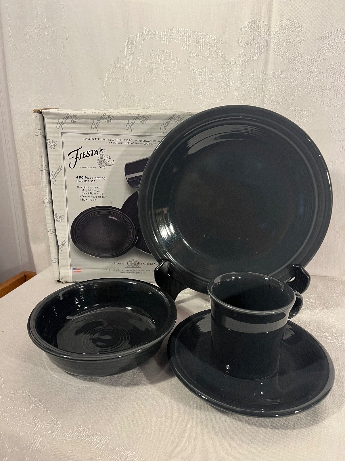 Fiesta Ware SLATE 4 Piece Place Setting Retired Fiestaware NOS - READ