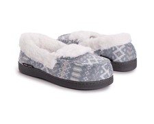 MUK LUKS Women's Anais Moccasin Slippers Medium 7-8 Silver Fox Memory Foam-NEW