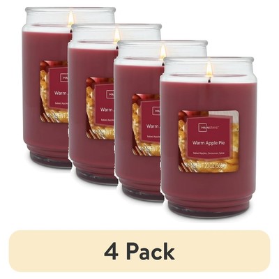 Single-Wick Scented Glass Jar Candle Warm Pie 20oz 4-Pack Home Fragrance