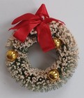 2 Vintage 4" Flocked Bottle Brush Wreaths Mercury Bulbs Mini Christmas Ornaments — photo 3