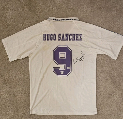 Hugo Sanchez Hand Signed Real Madrid Jersey#9 With Beckett COA