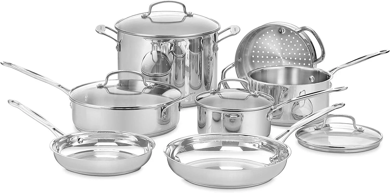 11-Piece Stainless Steel Pots and Pans Set Induction Compatible Cookware