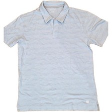 DKNY Jeans Polo Shirt Men's L Light Blue Textured Striped Short Sleeve Collared