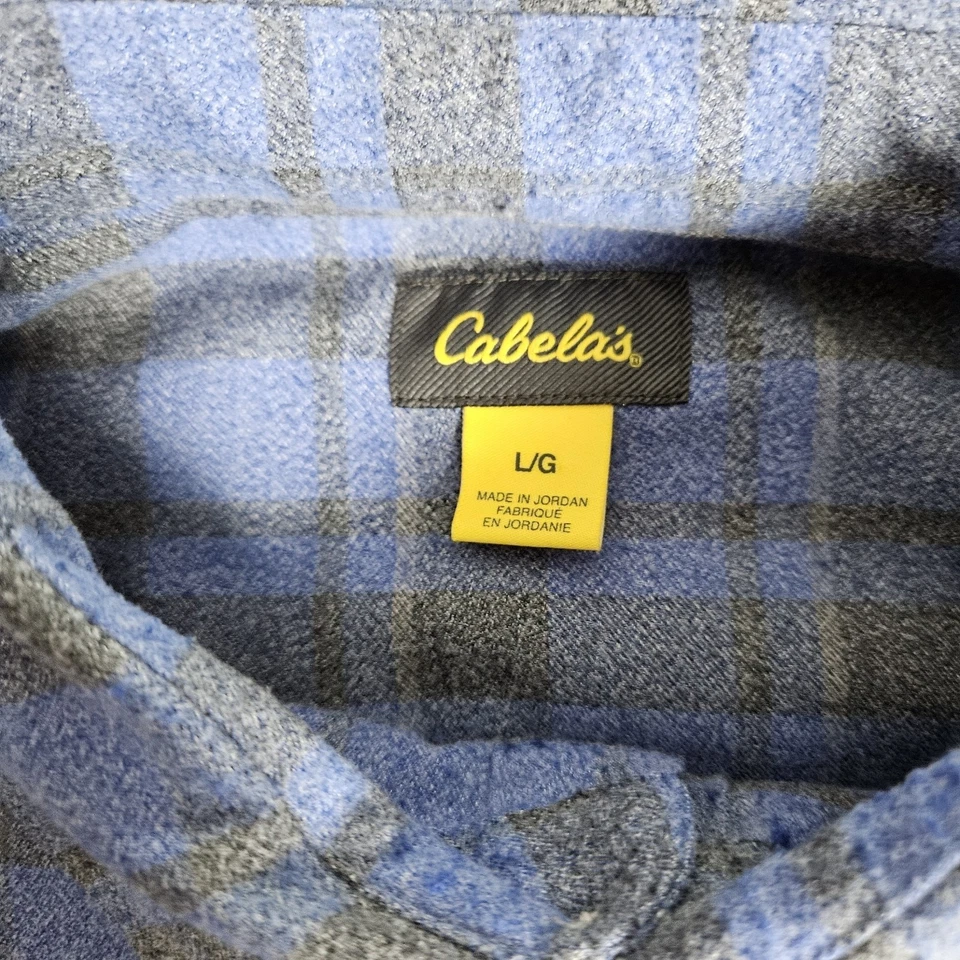 Cabela's Shirt Mens Large Blue Flannel Plaid Cabincore Work Outdoors Soft Cotton - Image 3 of 4
