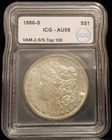1886-S, ICG AU58 Brilliant, New Slab! VAM-2 S/S, Top 100 Variety