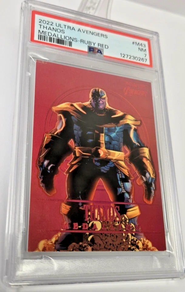 2022 Ultra Avengers Thanos SSP Omega Ruby Medallion 65/65 PSA 7 - Image 2 of 3