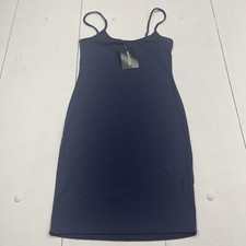 Pretty Little Thing Navy Ribbed Plunge Midi Dress Women’s Size 8