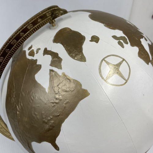 Globe Wedding Guestbook Guest Book Hand Painted Gold & White - Picture 5 of 7