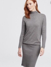 NEW Ann Taylor Mock Neck Gray Long Sleeve Sweater Dress Small S Lovely