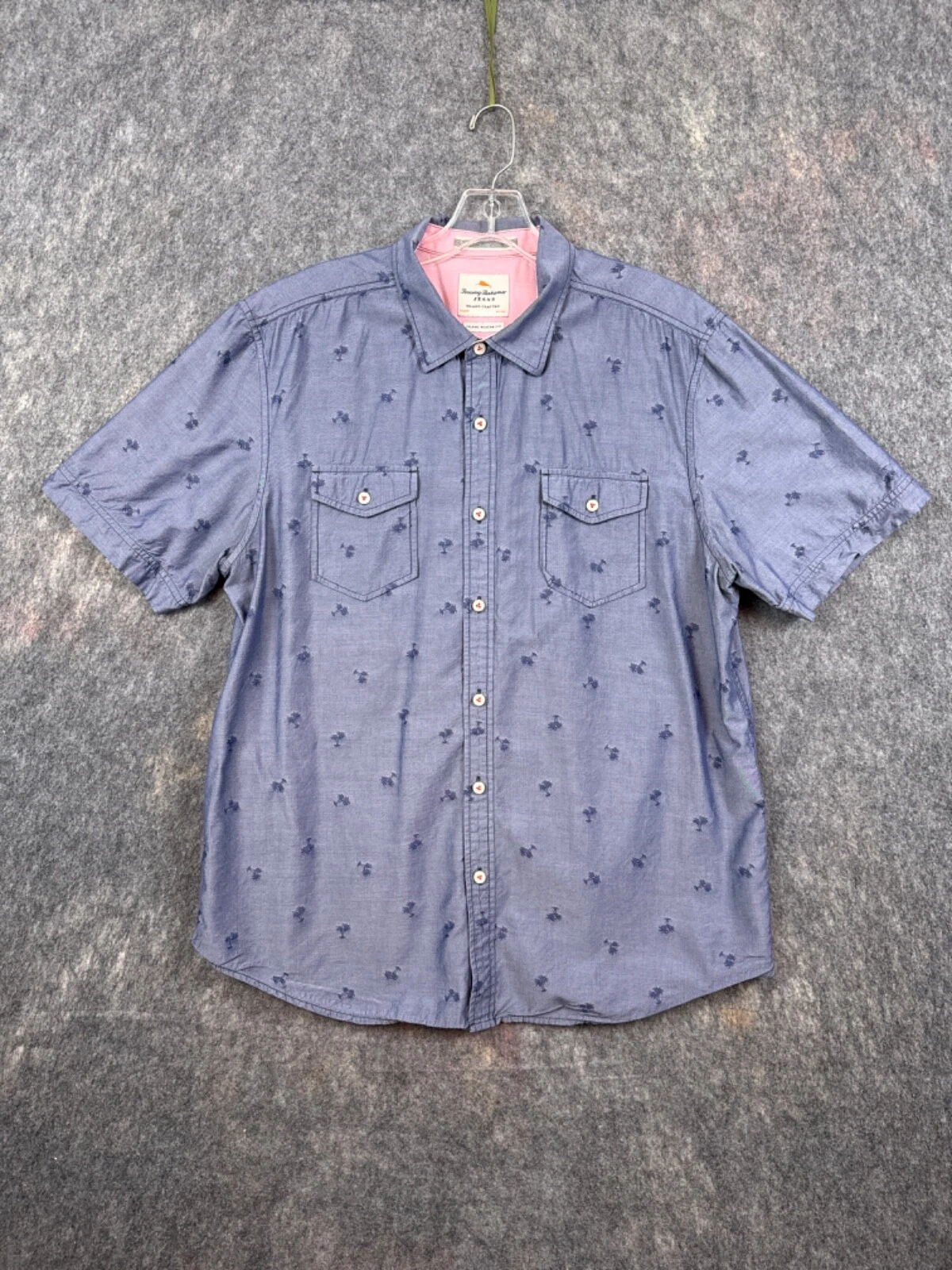 Tommy Bahama Jeans Mens Shirt Sz L Palm Tree Print Island Vacation Country Club