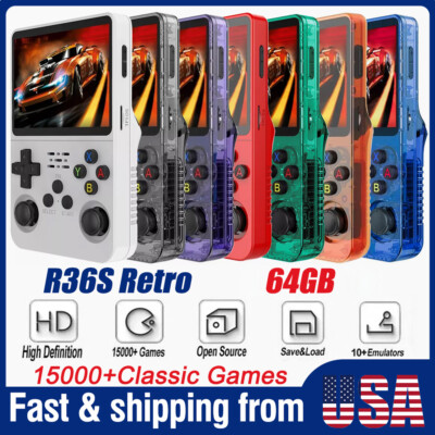 2024 R36S Retro Handheld Game Console Video Games 64GB Consoles 15000+ Games