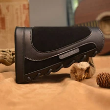 Black Leather Shooting Rifle Butt Cover Shotgun Cheek Rest Pad Universal