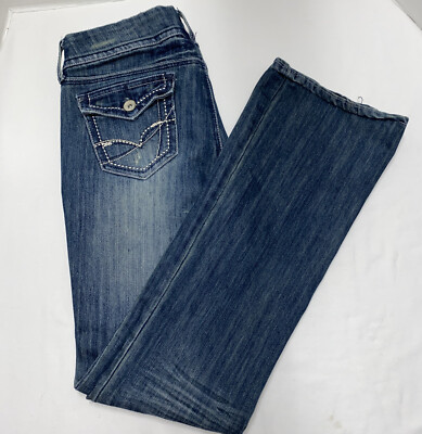 Refuge Women s Knock Out Skinny Boot Cut Jeans Size 34x33 Distressed