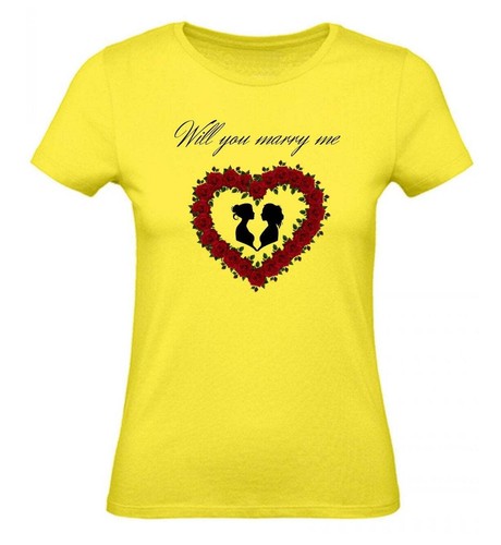 Balldiri LGBTQ T-Shirt Damen Heiratsantrag Will you marry me XS bis 3XL gelb - Bild 2 von 8