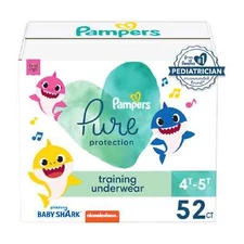 Pampers Training Pants Pure Protection Size 4T-5T 52 Count Baby Shark
