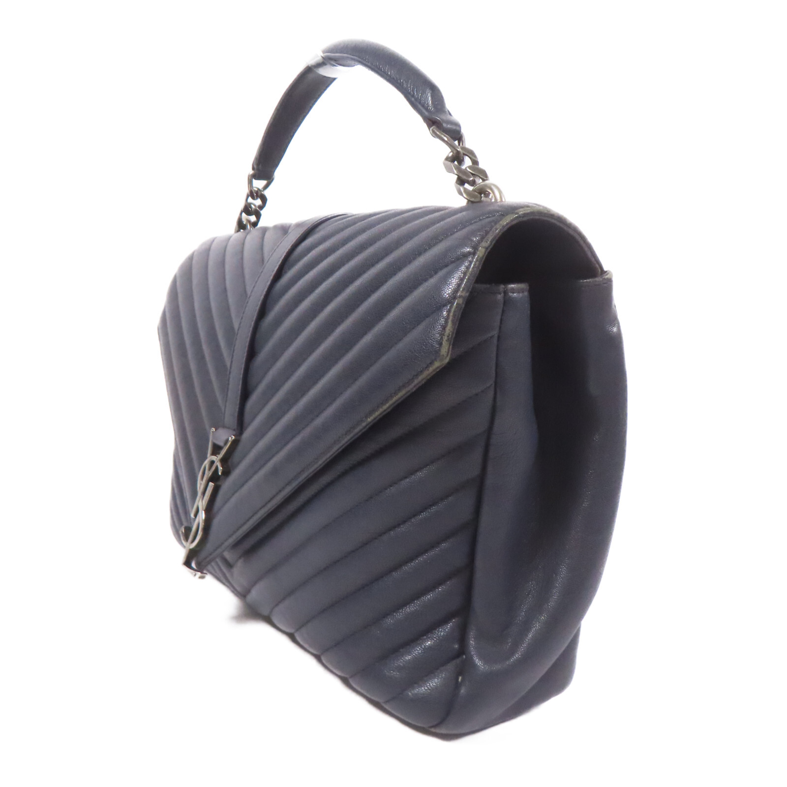 Borsa a tracolla SAINT LAURENT YSL 2 vie catena pelle di vitello blu navy