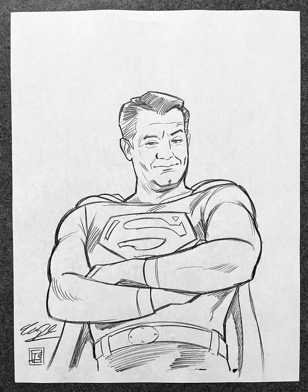 Superman George Reeves ORIGINAL PENCIL SKETCH by Tim Shinn