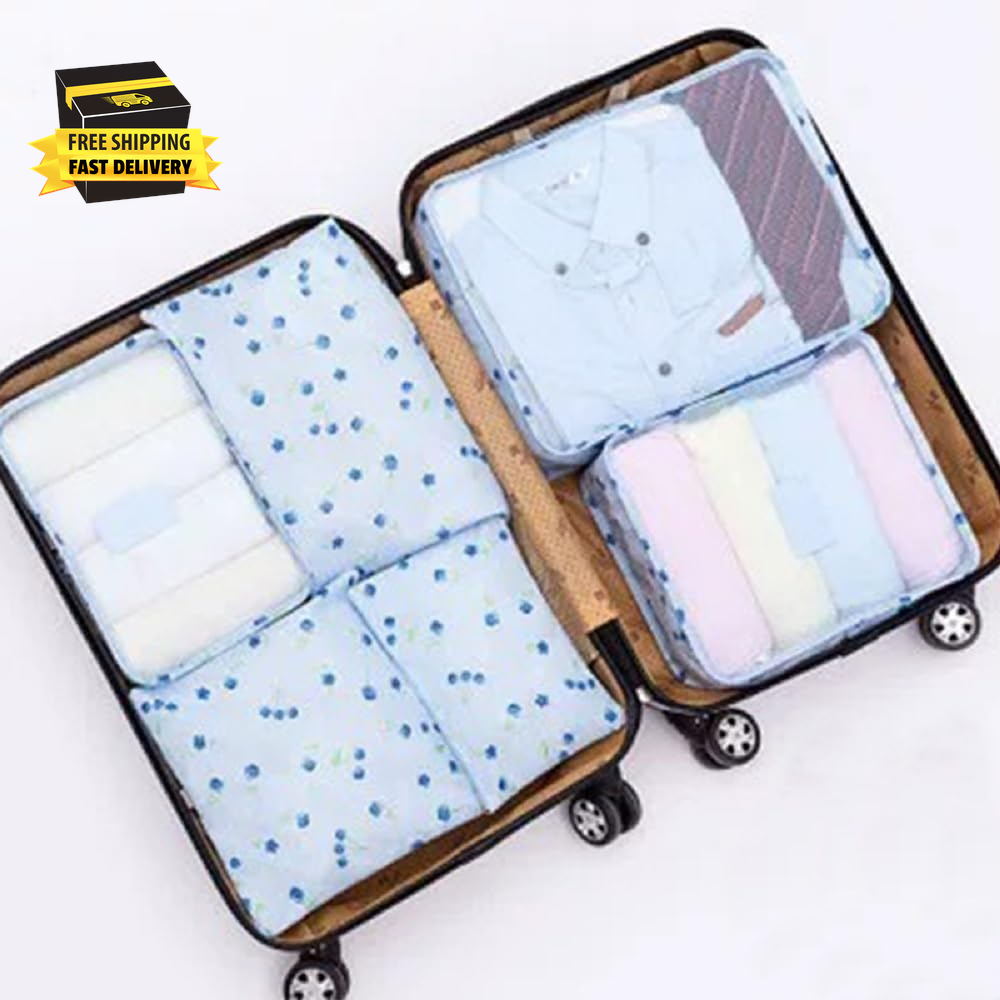 Packing Cubes - 6Pcs Travel Luggage Organizer Bags for Backpack Suitcases (Blue-image
