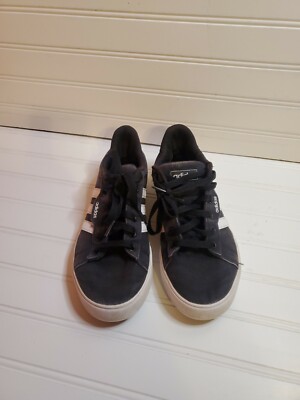 Black Adidas Low Tops Canvas Size 5 White Stripe Pre Owned  display picture 1