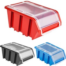 Stapelboxen Rot Schwarz Blau Box mit Deckel 3 Größen Kunststoff Sortierbox