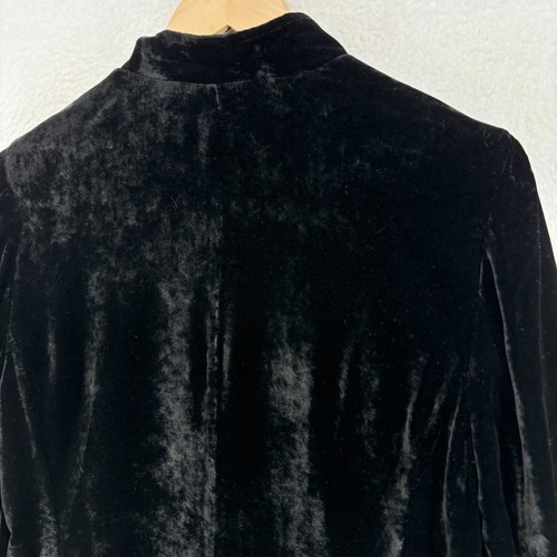 J.JILL Jacket M Silk Blend Velvet Velour Mandarin Double Breasted Blazer Black - Picture 7 of 14