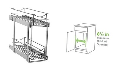  Simply Put 8in W x 14.7-in H Metal Double-Tier Pull Out Cabinet Baskets, 8 