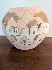 Vintage 1991 Southwestern Style Pueblo 10" High Accent Lamp Hand Made Signed