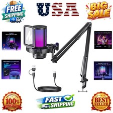 USB Gaming Microphone for PC, Noise Cancellation Condenser Mic with Mute, Gai...