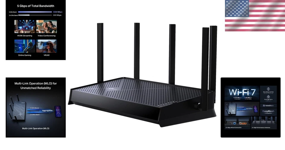 Wi-Fi 7 Router | 5Gbps | 5-Stream 5GHz | 5 Antennas - Image 2 of 4