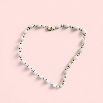Vintage Miriam Haskell White Milk Glass Beaded Necklace-Rare Find