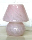 Vintage Murano Candy Swirl Mushroom Glass Table Lamp Pink Working Well 1970's