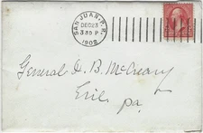 NICE 1902 San Juan Porto Rico Doremus machine cancel on cover very early use VF+