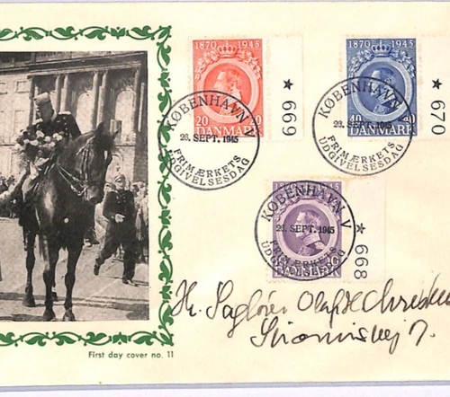 DENMARK FDC 1945 KING CHRISTIAN X Illustrated Horseback Copenhagen XV236