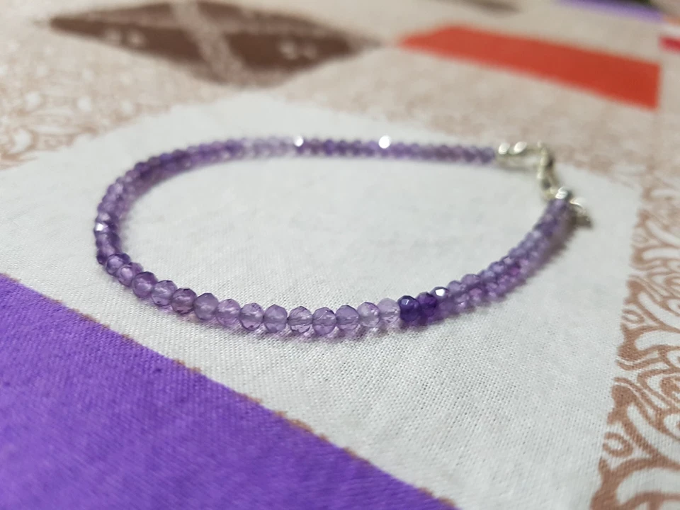 Collana in argento sterling 925 con pietre semi preziose ametista +... - Immagine 2 di 4