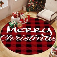 1pc Large Round Christmas Mat - Non-Slip Heavy-Duty Mat, Machine Washable Soft f