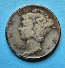 1939-D Mercury Dime. 90% Silver. Fine Condition. Wartime Coin. Charity Auction. — photo 1