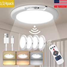 Rechargeable Motion Sensor Ceiling Light W/Remote Battery Powered Wireless 1/2/4