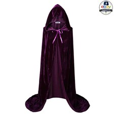 Hooded Velvet Cape Unisex Adult Purple Large Halloween Cosplay Costume
