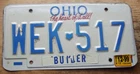1999 OHIO LICENSE PLATE WEK-517