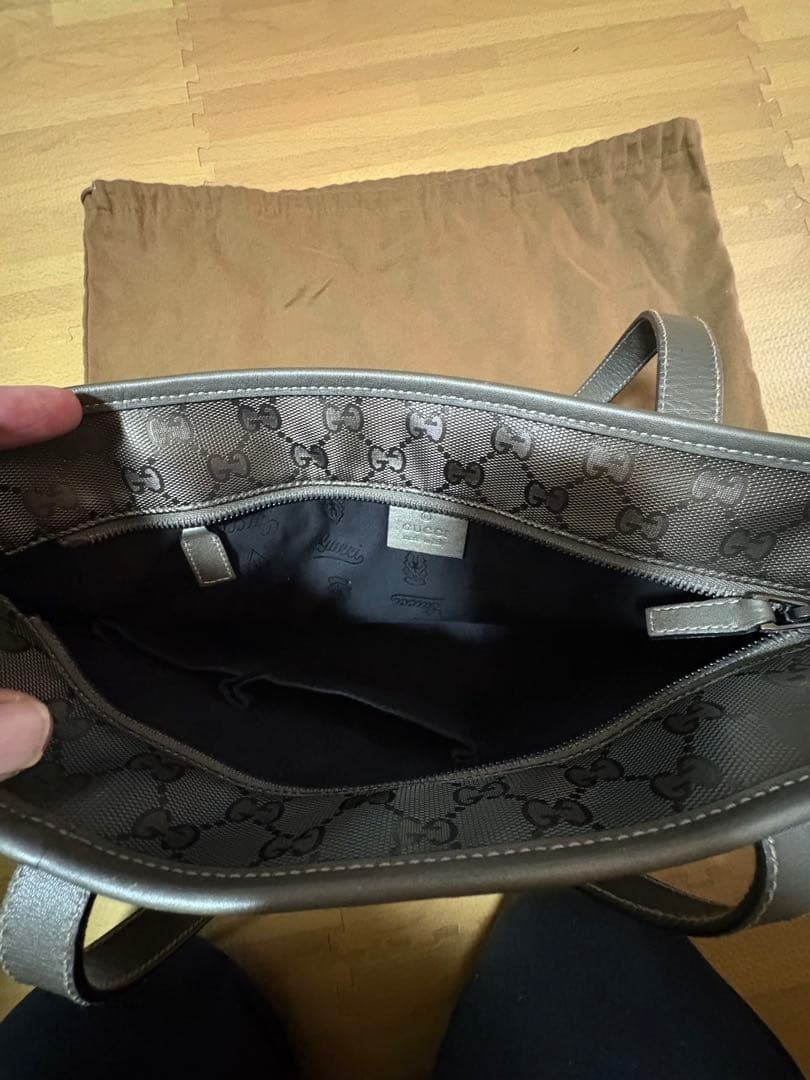 GUCCI GG Pattern Small Tote Bag PVC Khaki Authentic Excellent Condition thumbnail 5