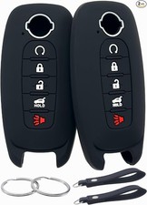 Key Fob Cover Compatible with Pathfinder Rogue 5 Buttons- Black/Black