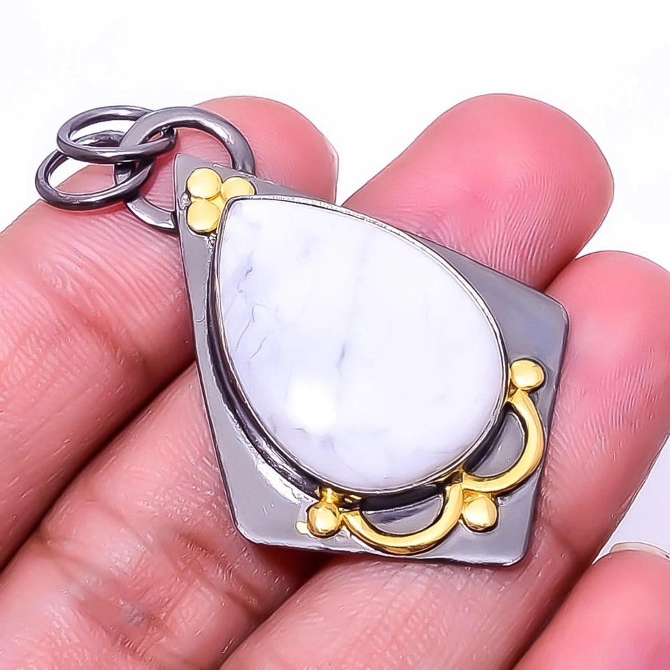 Colgante Howlita Blanco Plata de Ley 925 1.95" P1674, Regalo Navidad Foto 4 de 4