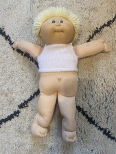 Vintage Coleco Cabbage Patch Kids Doll Blonde Hair Boy Blue Eyes