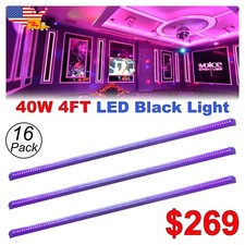 16 Pack 40W UV LED Black Light Fixture 4FT DJ Club Party D cor T8 Led Tube Light