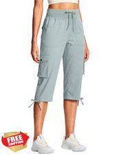 ISEEGZ Women's Capri Cargo Hiking Pants 15"/18" 6 Pockets