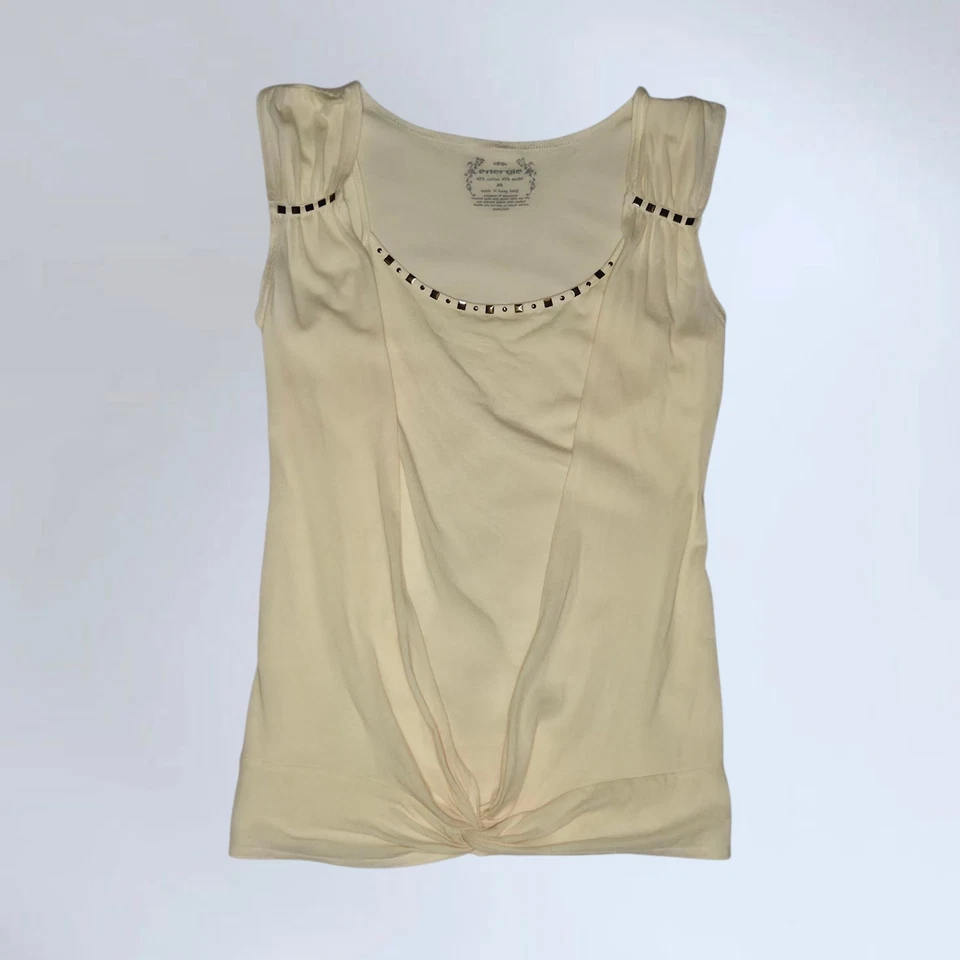Top para mujer Energie crema sin mangas adornos con tachuelas Y2k - talla M Foto 2 de 4