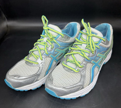 Asics Gel Contend 2 Silver Blue Green Running Shoes Size 11 Women's T475N